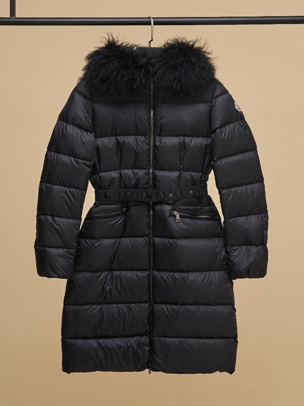 Moncler Boedic Women's Black Longline Belted Puffer Coat